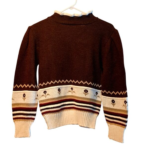 Vintage Clifton Place knits LTD. floral mock turtleneck sweater - Picture 2 of 5